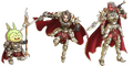 A male human, male Poppet, and female Ogre as Guardians