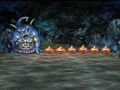 Six She-slimes assisting a Scarewell in Auld Well from IV. (Cell phone)