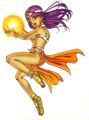 Maya readying a fire spell, PlayStation art.