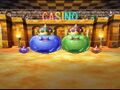 King slime, along with Slime, King cureslime and She-slime fighting each other in the Monster Arena from IV. (Cell phone)