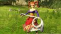 Jessica wielding the Plat o' One Tails whip in Dragon Quest Heroes II.